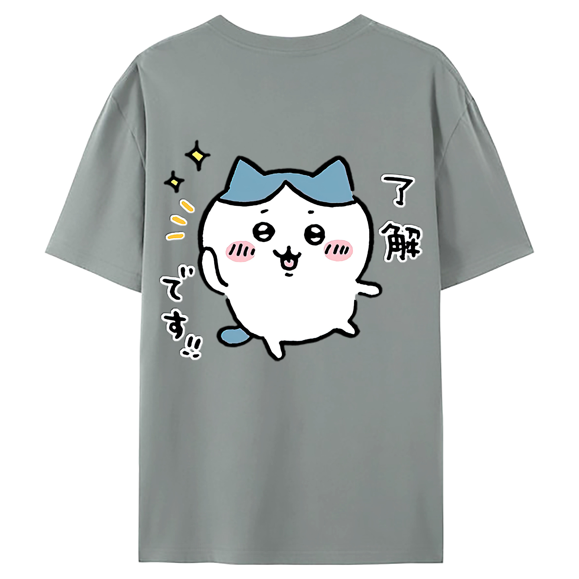 （画像用） ちいかわ ハチワレ Chii-kawa hachiware 綿100％ メンズ半袖Tシャツ（バックプリント） 通気性